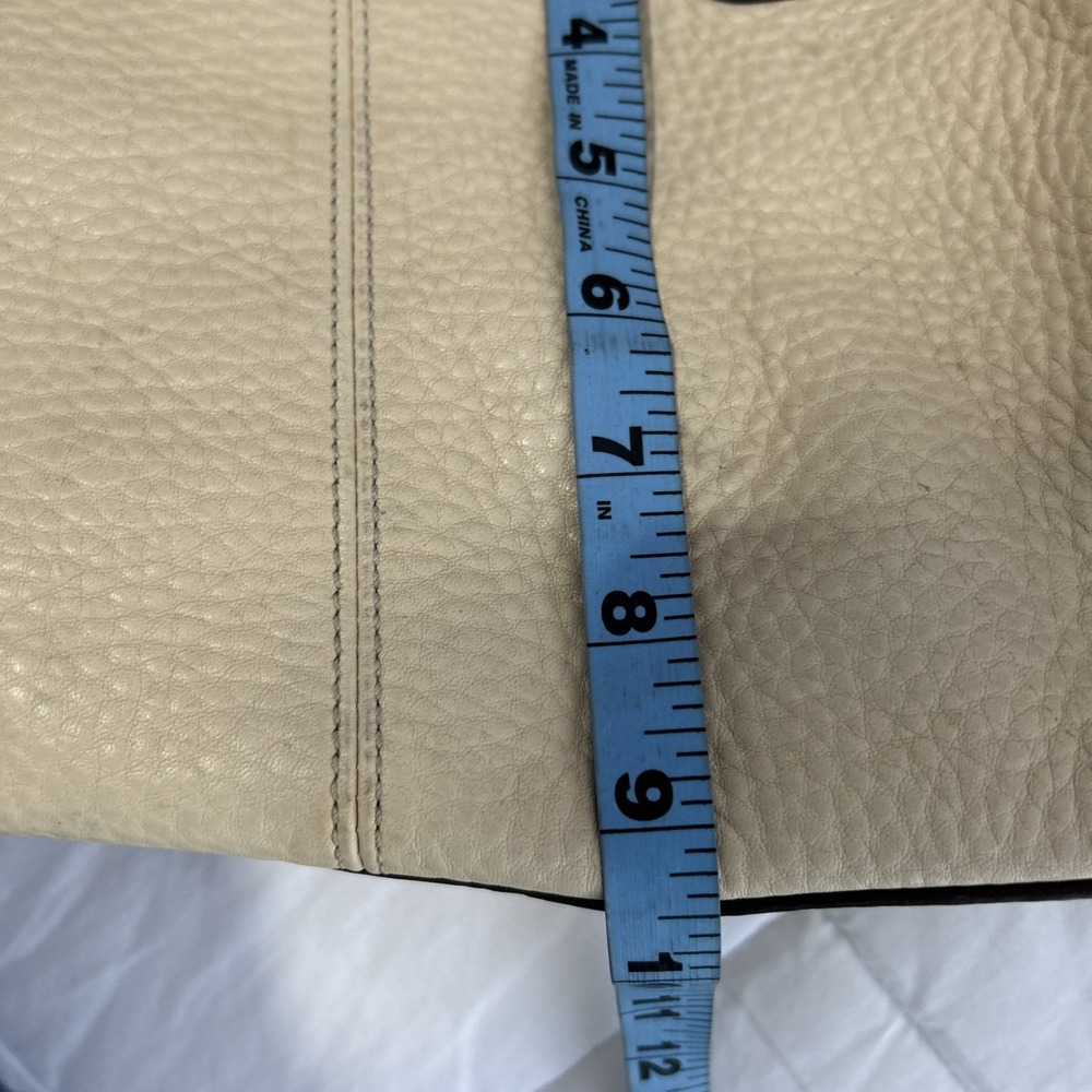 Coach Legacy Tote Bag F13732 Cream Pebbled Leather Satchel Silver Hardware Purse - Picture 14 of 16